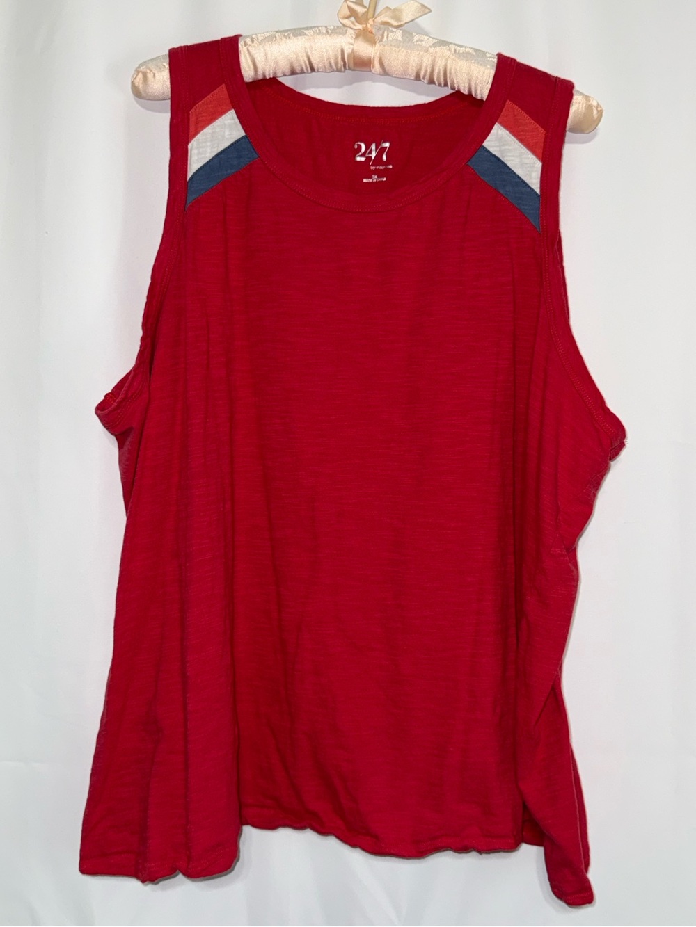 24/7 by Maurices Women’s Plus 3X Red Cotton Sleeveless Crew Neck Tank Top